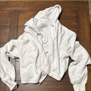Aerie White Crop Long Sleeve Hoodie